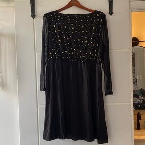 Black and Gold Leopard Sparkle Party Dress